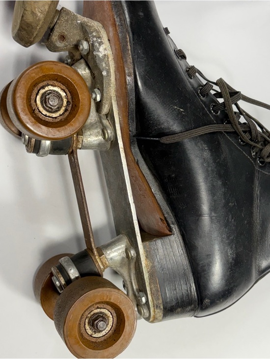 Riedell Roller Skates Black Leather Size 9 Vintage Quad Chicago Plate - Picture 8 of 15